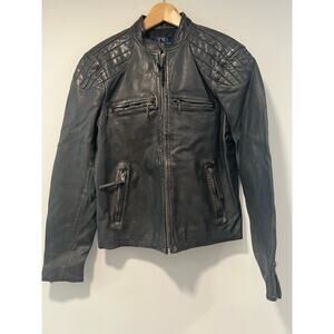 NWT Polo Ralph Lauren Lamb Leather Moto Jacket Quilted Black Medium